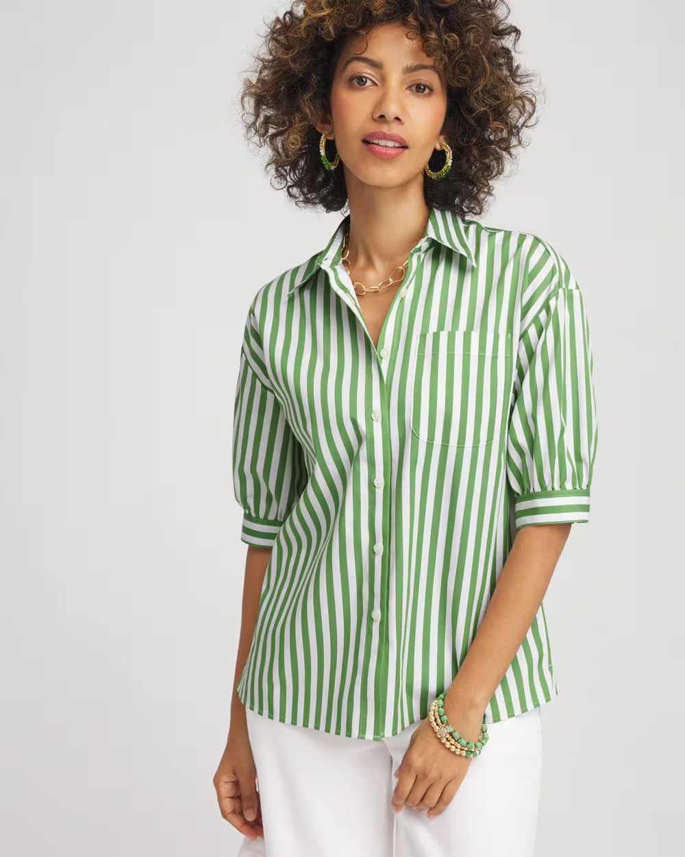 No Iron™ Short Striped Shirt | Chico's