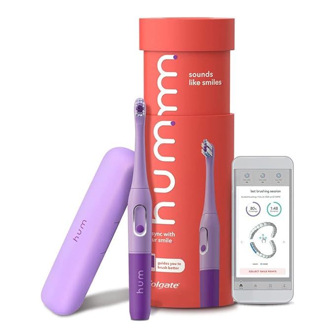hum by Colgate Smart Battery Toothbrush Kit, Sonic Toothbrush with Travel Case, Purple | Amazon (US)