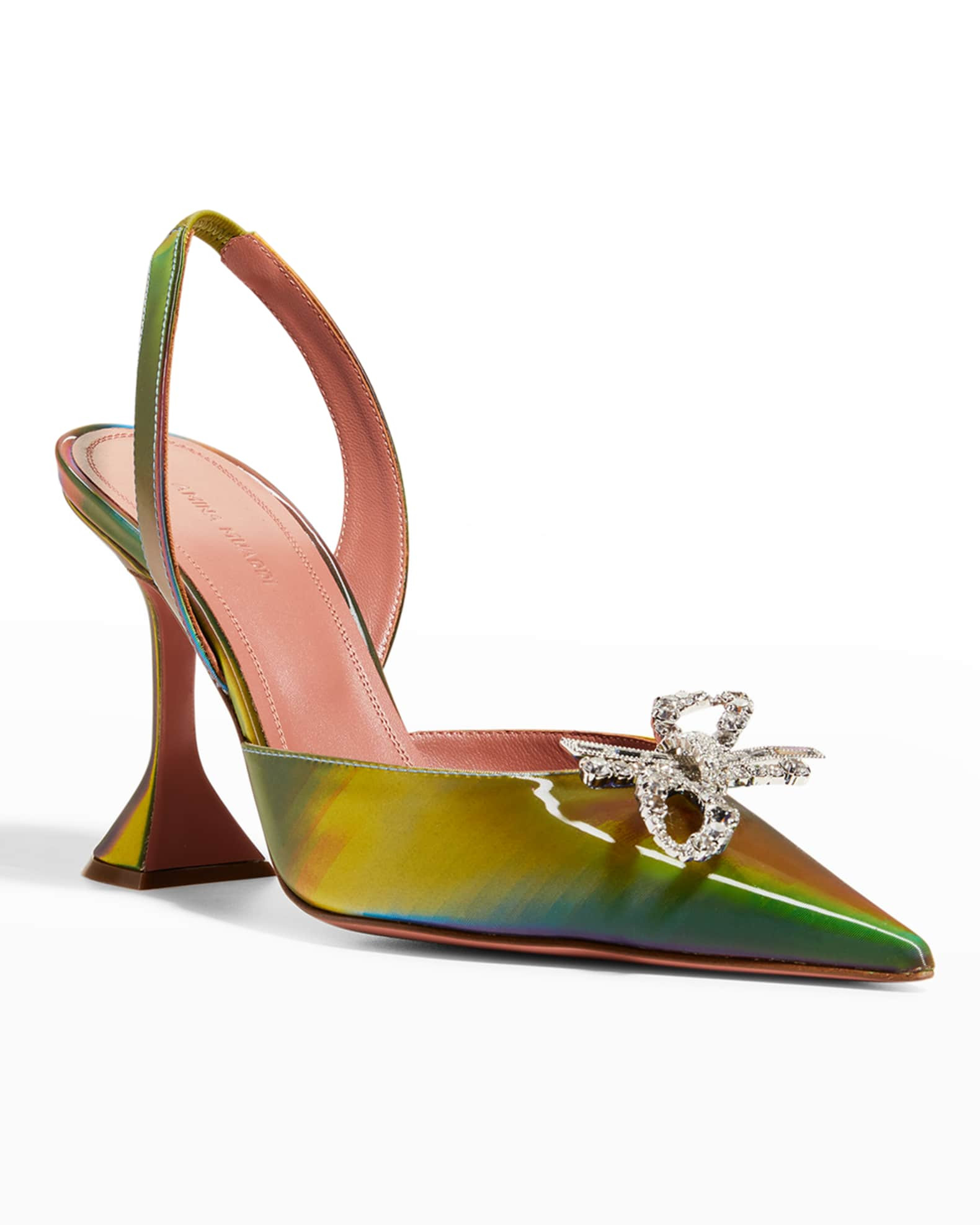 Amina Muaddi Rosie Multicolored Bow Slingback Pumps | Neiman Marcus