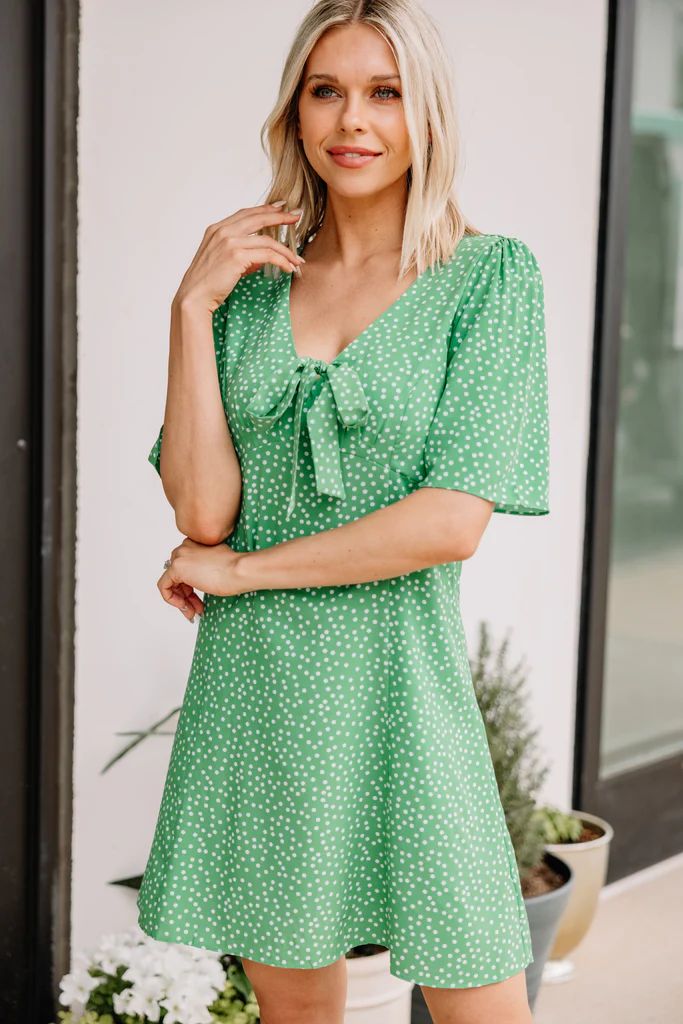Stay With You Green Polka Dot Dress | The Mint Julep Boutique