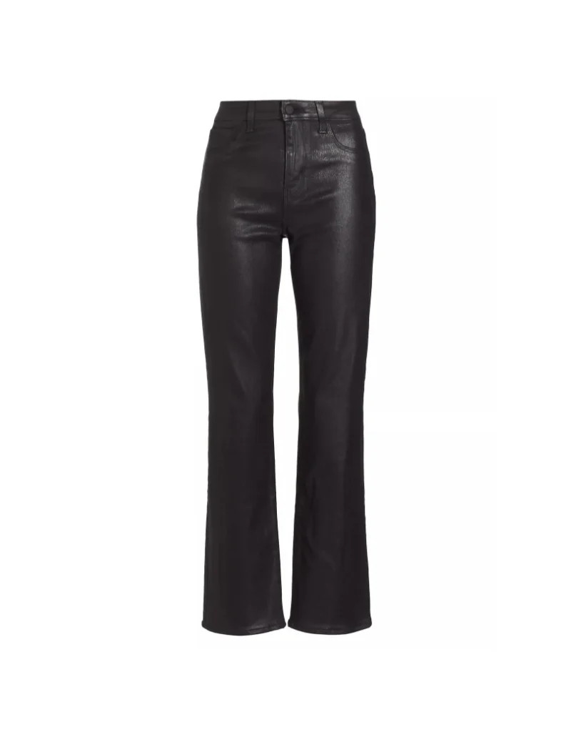 L'agence Ginny High Rise Straight Jean in Noir Coated | Ambiance