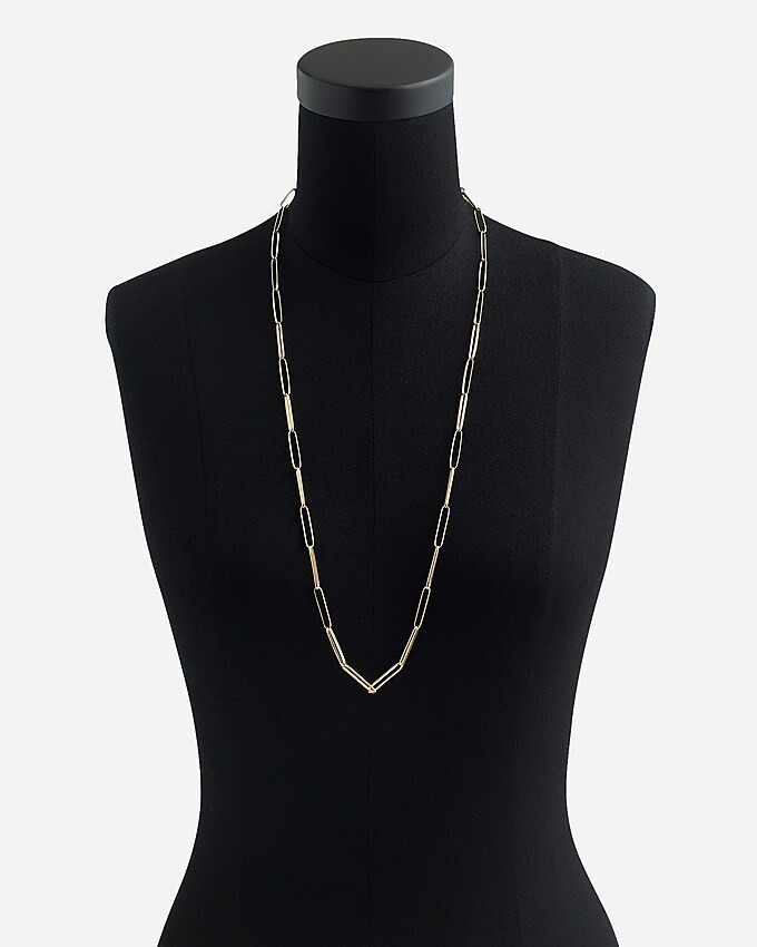 Demi-fine 14k gold-plated long paper-clip necklace | J. Crew US