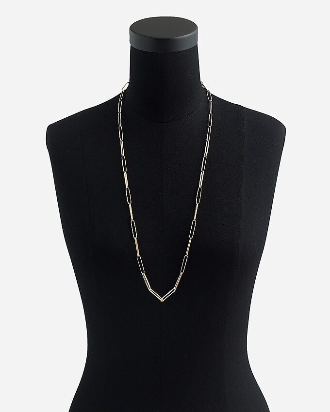 Demi-fine 14k gold-plated long paper-clip necklace | J.Crew US