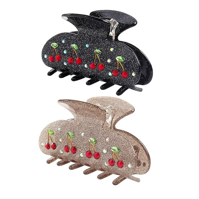 Jayongnee clip Cherry Hair Claw Clips for Thin Hair, Shell Hair Clip for Women, 2 PCS French Styl... | Amazon (US)