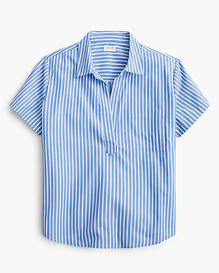 Striped short-sleeve poplin popover top | J.Crew Factory