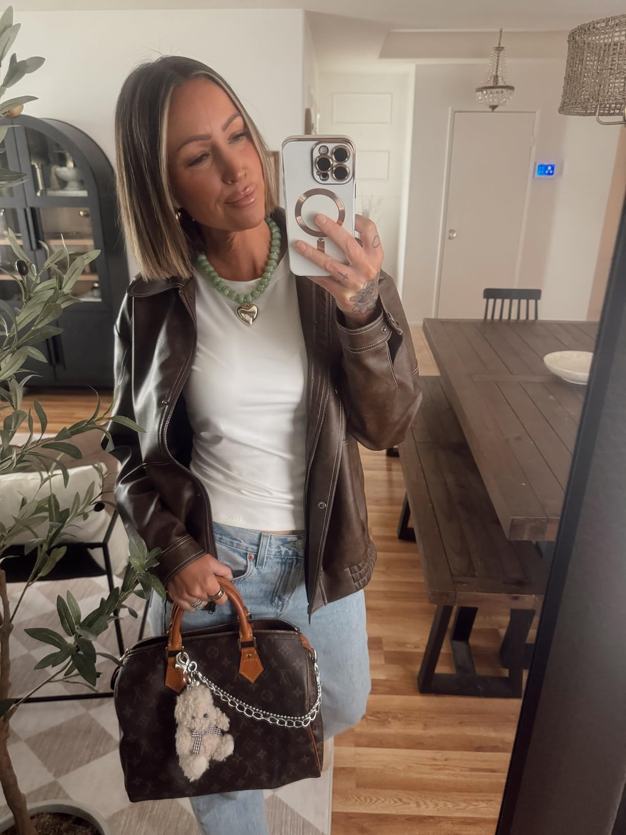 Mothers Day Gifts Puffy Gold Heart Necklaces For Women Chunky Beaded Necklace in Several Colorway... | Amazon (US)