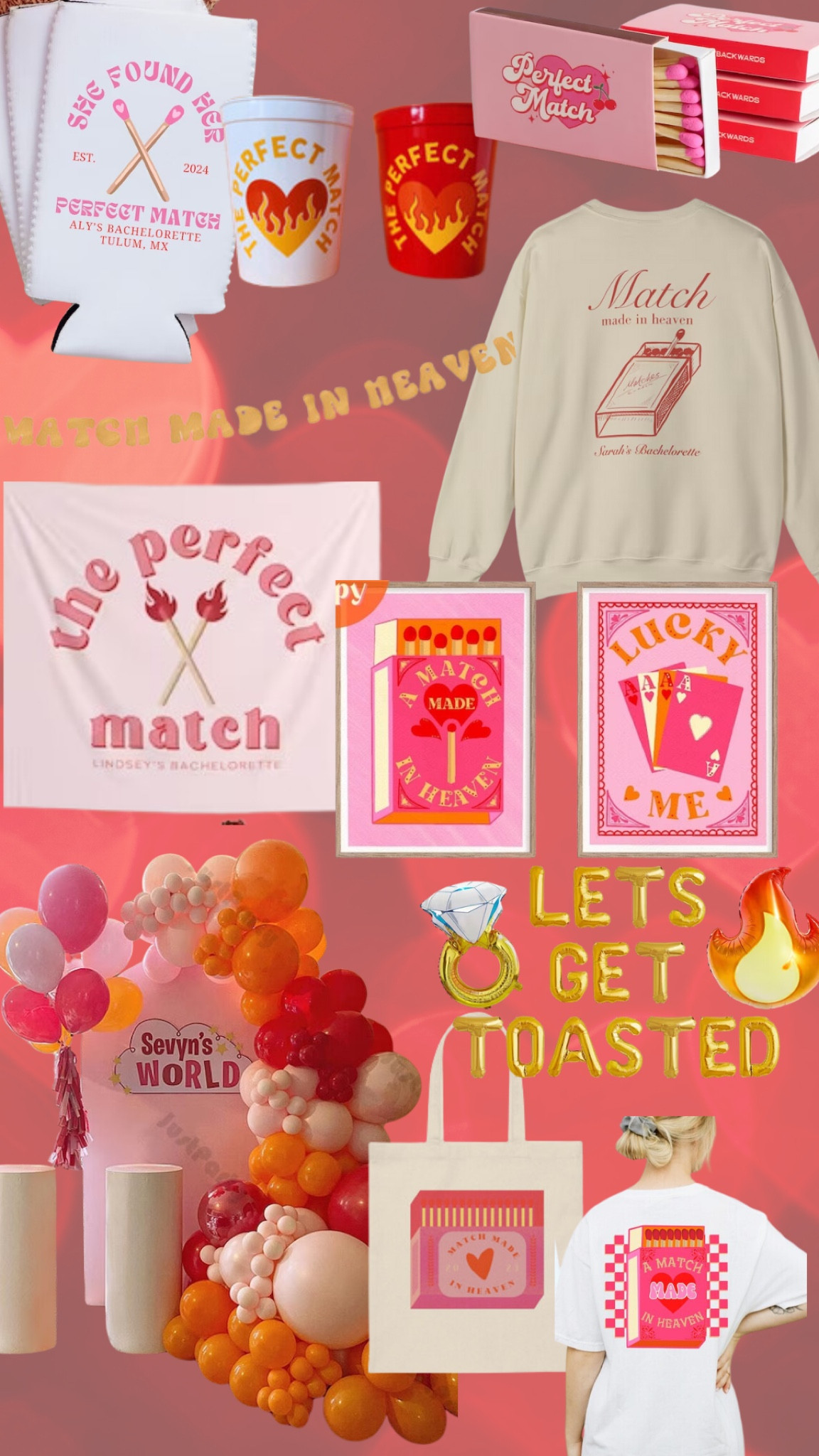 Strike up some fun with ‘The Perfect Match’ themed bachelorette party essentials! Light up the celebration with personalized matches, keep your drinks cool with custom koozies, and flaunt your status with playful tees. Shop this collection to ensure your bachelorette bash is a brilliantly burning memory you will cherish forever🔥🔥💍 #PerfectMatch #BachelorettePartyFavors

#LTKwedding #LTKparties #LTKstyletip
