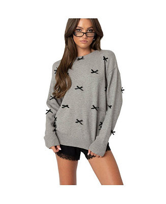 Womens Satin Bow Oversized Sweater | Macy's