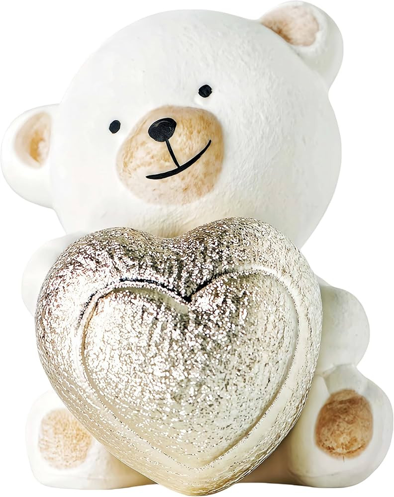 Love Bear Ceramic Figurines Small Cute Cartoon Bears with Golden Heart Statue for Wedding Christm... | Amazon (US)