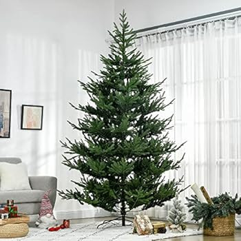 HOMCOM 9 Foot Artificial Christmas Tree, Pine Hinged Xmas Tree with Realistic Branches, Steel Bas... | Amazon (US)