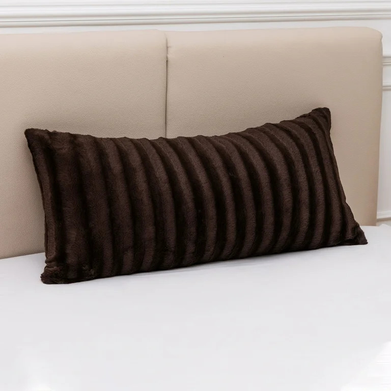 Cheer Collection Faux Fur Throw Pillow - 18" x 40" Long Decorative Body Pillow for Bed or Couch | Walmart (US)