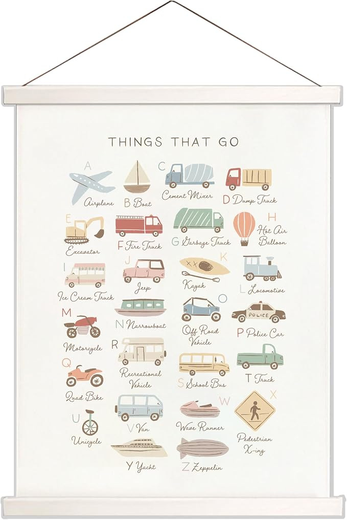 Ajqiomh Colorful Transportation Alphabet Poster Things That Go Nursery Decor Hanging Poster 16x20... | Amazon (UK)