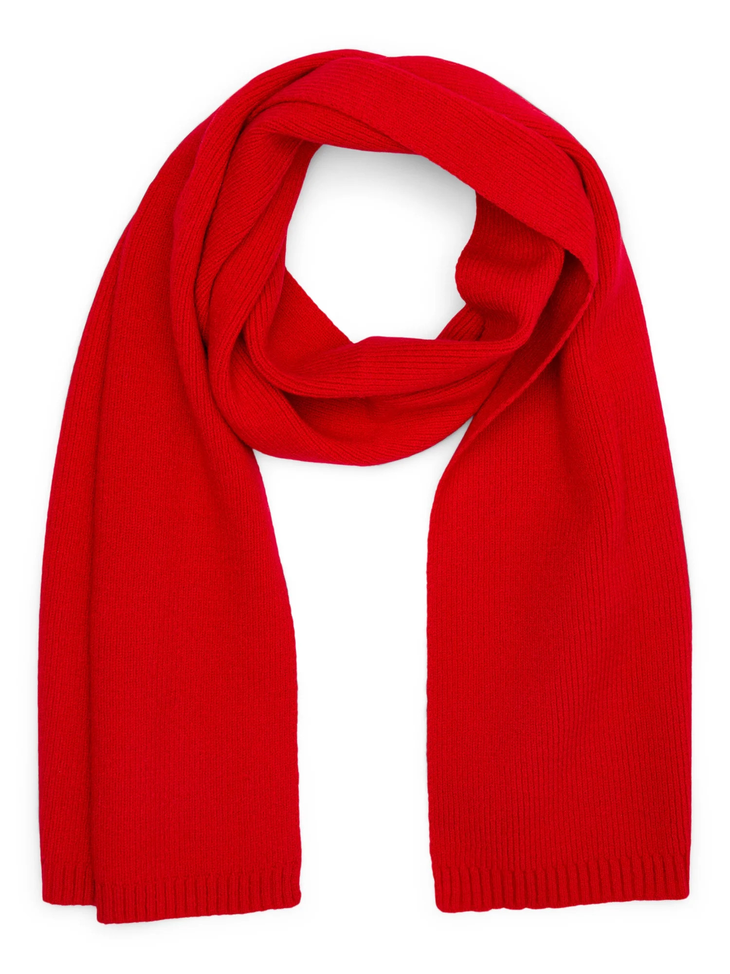 Time and Tru Women's Knit Scarf with Ribbed Trim, Brilliant Red | Walmart (US)