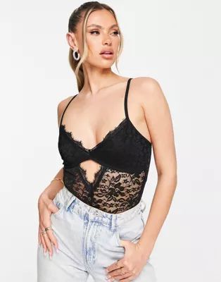 ASOS DESIGN lace bodysuit in black | ASOS (Global)