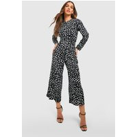Womens Twist Front Polka Dot Jumpsuit - Black - 12 | boohoo (US & Canada)