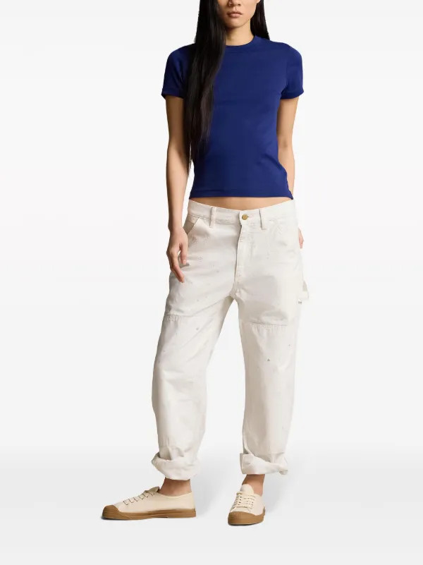 Polo Ralph Lauren mid-rise straight-leg Trousers | White | FARFETCH | Farfetch Global