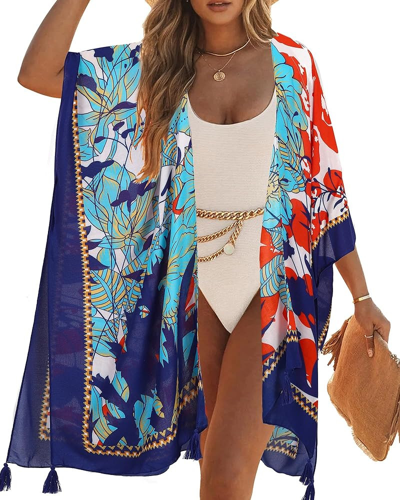 Kimonos for Women Casual Swimsuit Coverup Lightweight Boho Kimono Cardigans for Summer | Amazon (US)