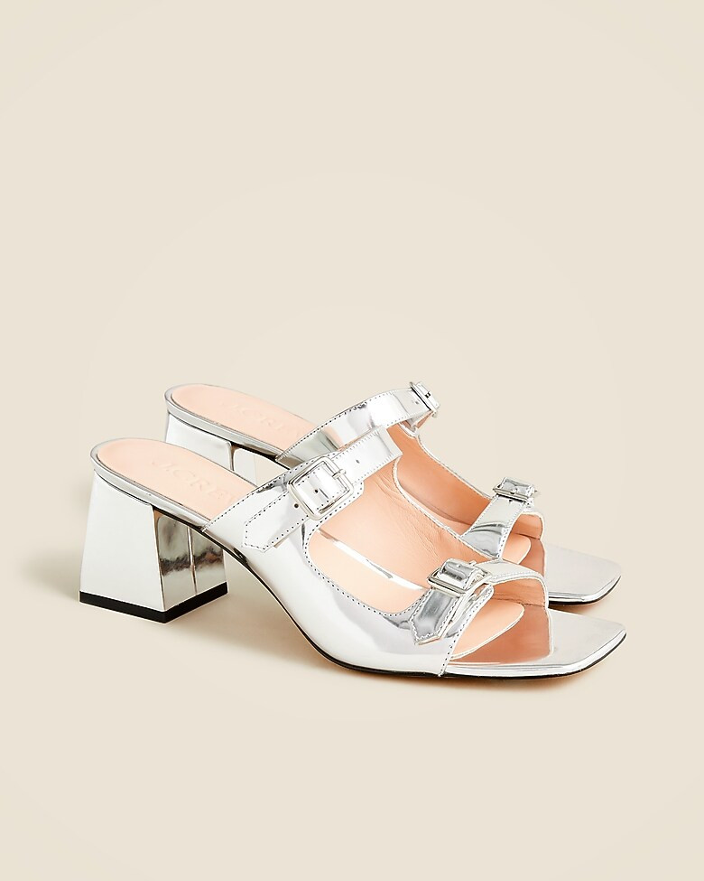 Layne buckle sandals in metallic specchio leather | J. Crew US