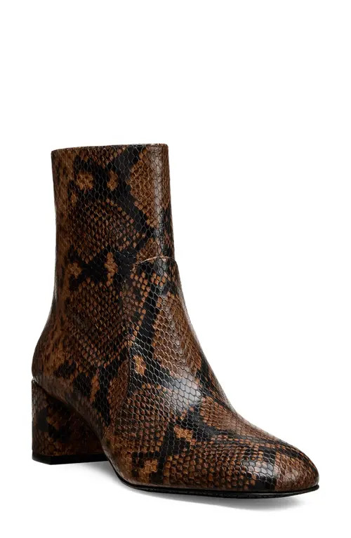 Stuart Weitzman Maeve Snakeskin Embossed Bootie in Espresso at Nordstrom, Size 12 | Nordstrom