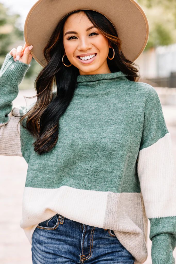 Speak To Your Heart Hunter Green Colorblock Sweater | The Mint Julep Boutique