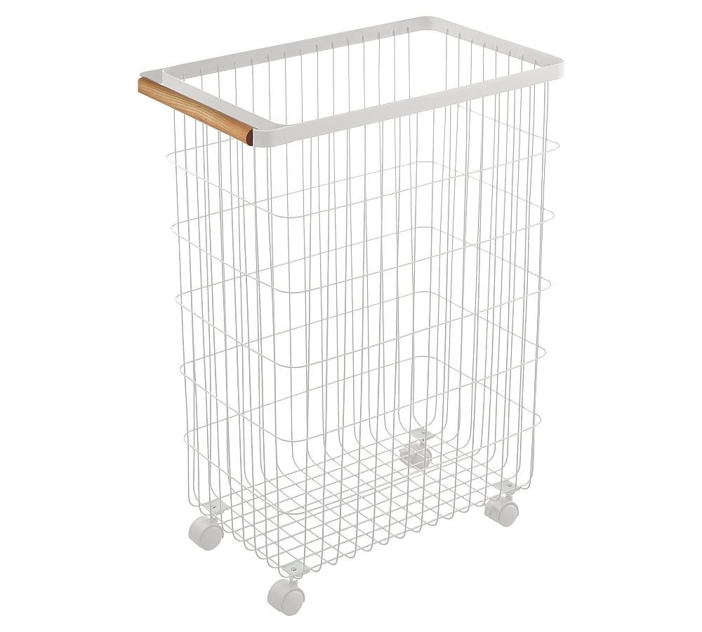 Tosca Slim Rolling Laundry Basket, White | Pottery Barn (US)
