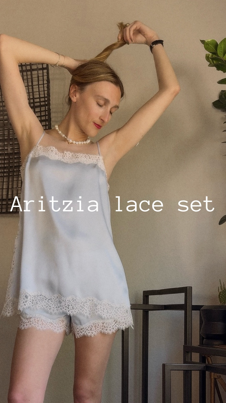 Spring outfit from @Aritzia ✨ A little lace set is a perfect first outfit for spring. My favorite color was the light blue, so light and airy. Spring time with Aritzia is always a must #springfashion2026

#LTKSeasonal #LTKFestival #LTKootd