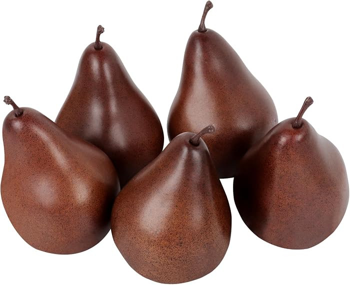 5Pcs Fake Pears Artificial Fruits Real Look Brown Pears Fall Decor | Amazon (US)