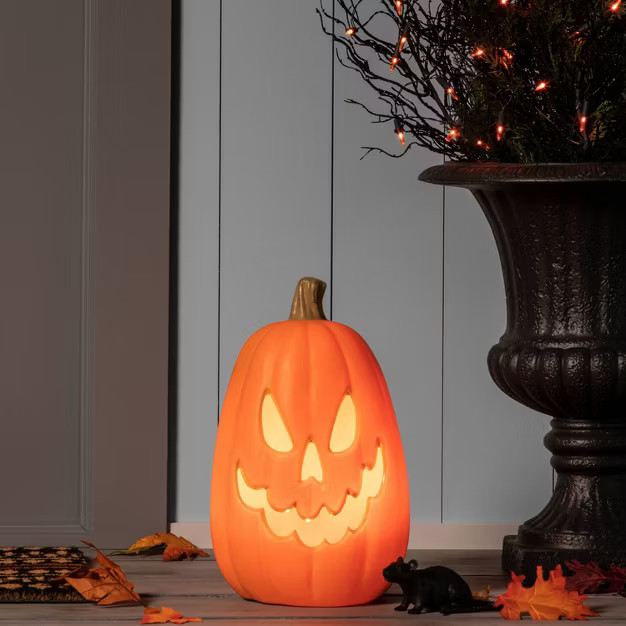 16" Light Up Pumpkin 6 Teeth Orange Halloween Decorative Prop - Hyde & EEK! Boutique™ | Target