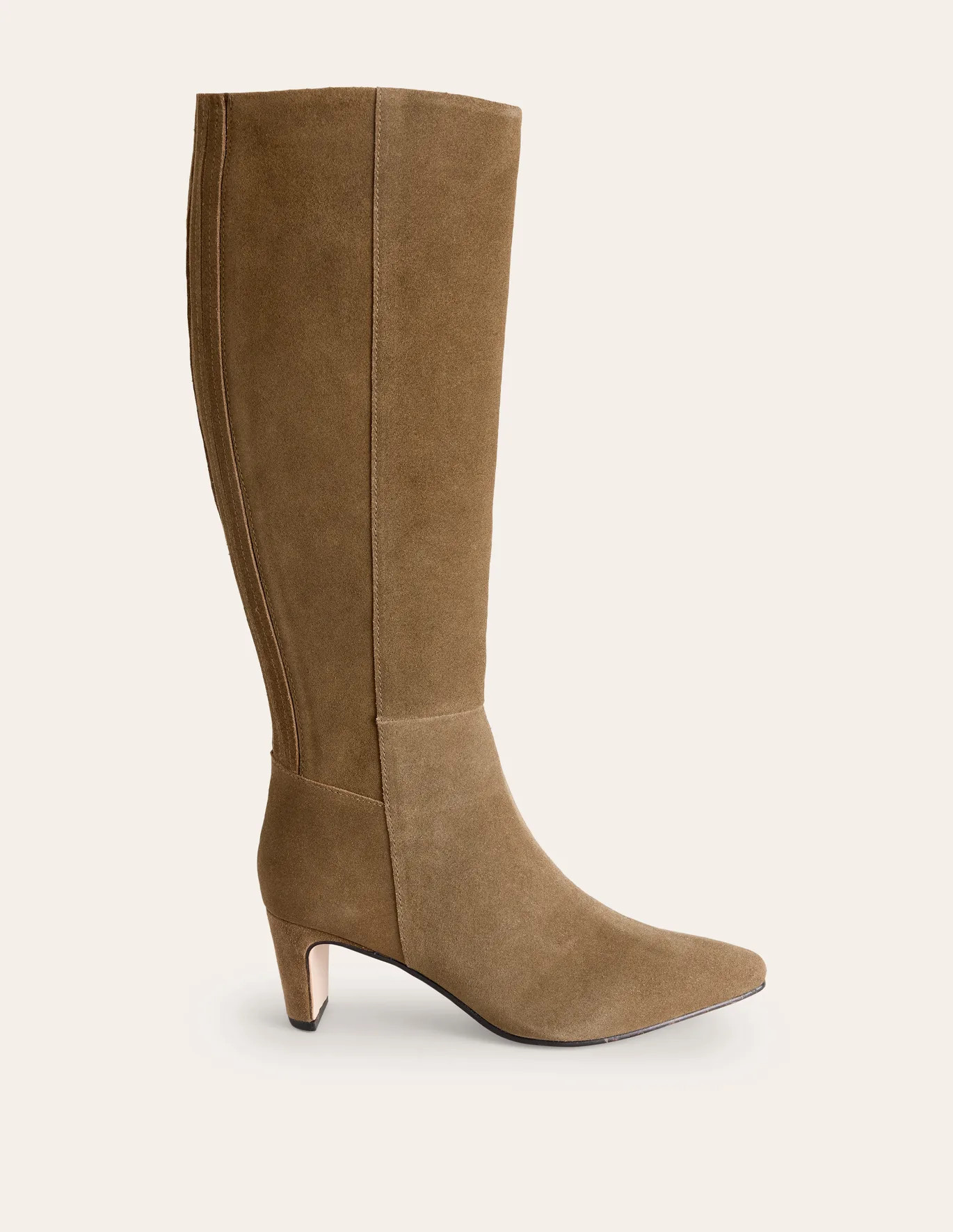 Back Panel Heeled Knee Boot - Moss Brown | Boden US | Boden (US)