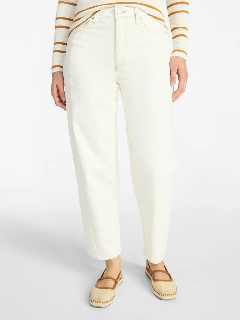 Time and Tru Women's High Rise Barrel Jeans, 28" Inseam, Sizes 0-20 | Walmart (US)