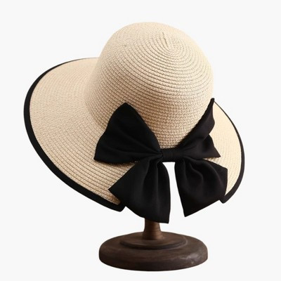 Anna-Kaci Women Wide Brim Straw Sun Hat with Bow Detail Summer Protection, Beige | Target