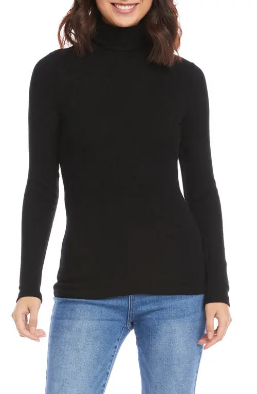 FIFTEEN TWENTY Rib Turtleneck Top in Black at Nordstrom, Size X-Large | Nordstrom