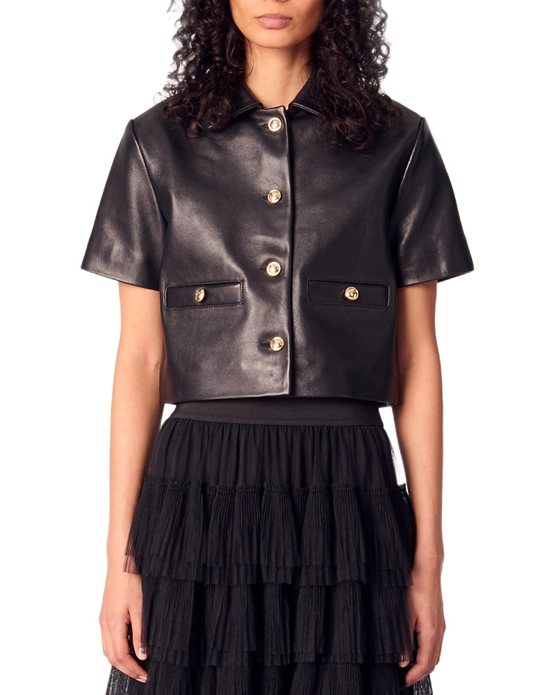 Maje Cropped Leather Jacket | Bloomingdale's (US)