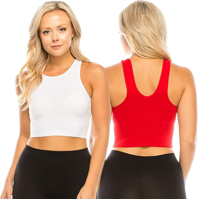 Kurve Women's Junior Nylon Stretch Solid Sleeveless Crop Tank Top, UV Protective Fabric UPF 50+ (... | Amazon (US)