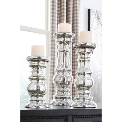 3 Piece Mercury Glass Candlestick Set Charlton Home | Wayfair North America