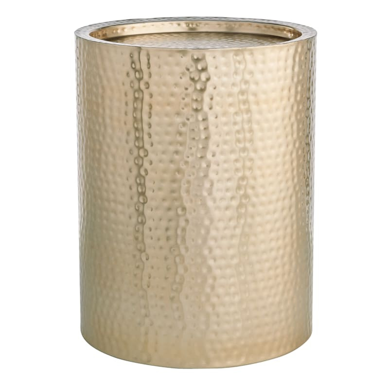 Hammered Gold Drum Accent Table, Large | At Home