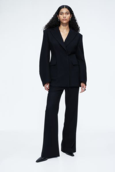 Wool-blend Hourglass Blazer - Midnight black - Ladies | H&M US | H&M (US + CA)