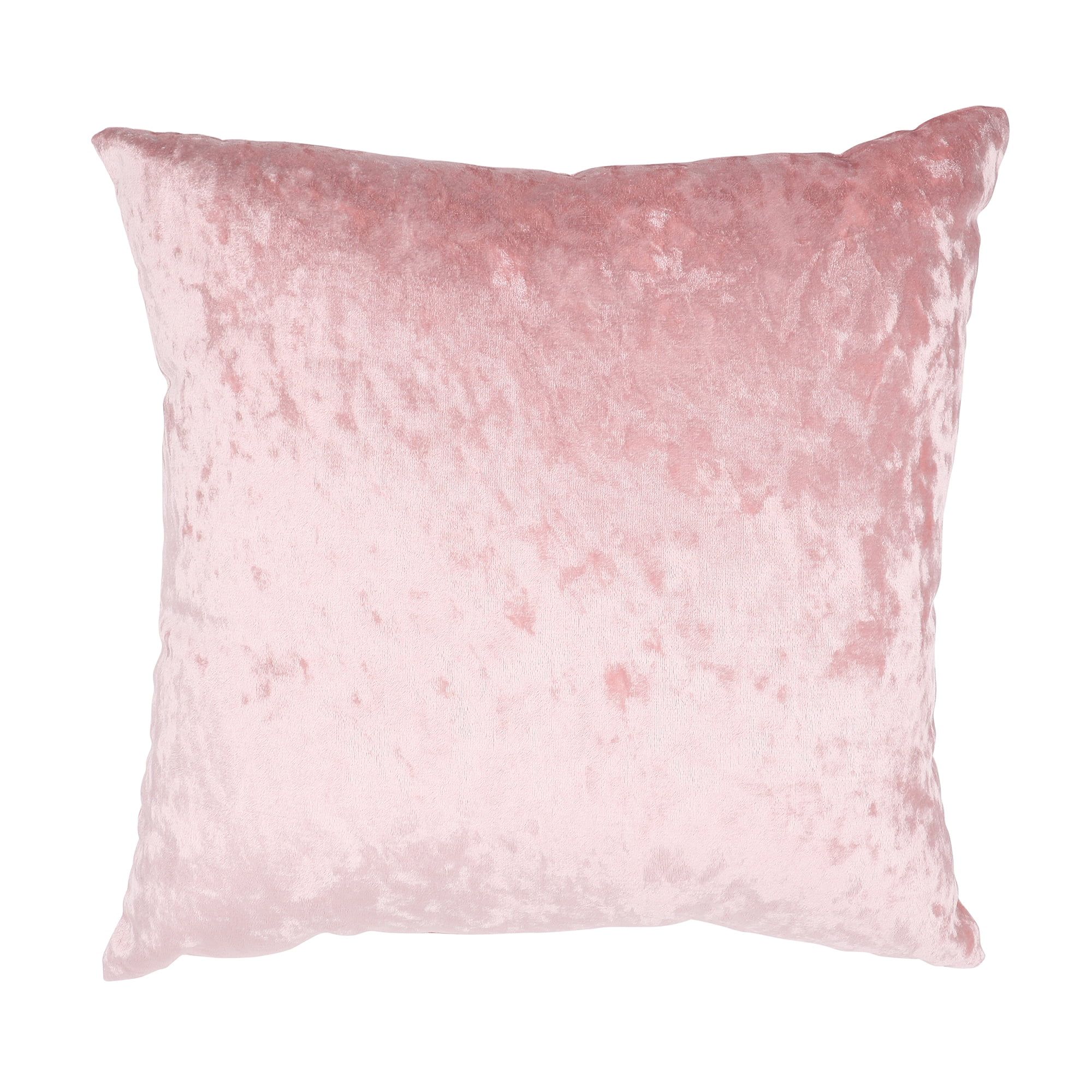 Mainstays Crushed Velvet Square Decorative Throw Pillow, 18" x 18", Blush Pink | Walmart (US)