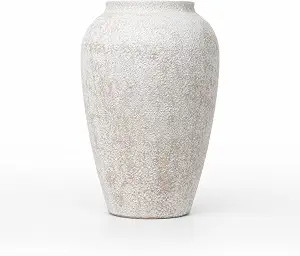 Large White Vase for Home Decor, 11" H Tall Decorative Flower Vase for Centerpieces, Rustic Iron ... | Amazon (US)