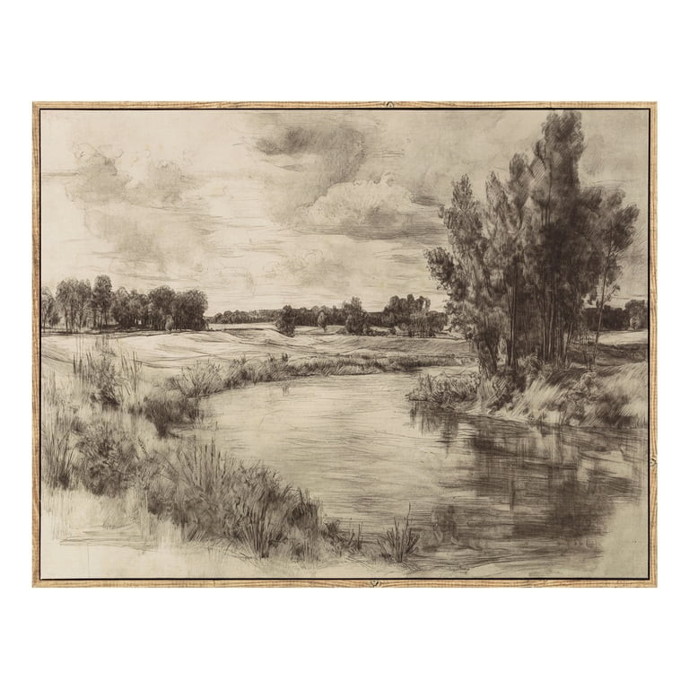My Texas House Landscape Pencil Skt Framed Art 36x28 | Walmart (US)