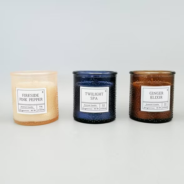 3ct Harvest Textured Glass Candles - Bullseye's Playground™ | Target