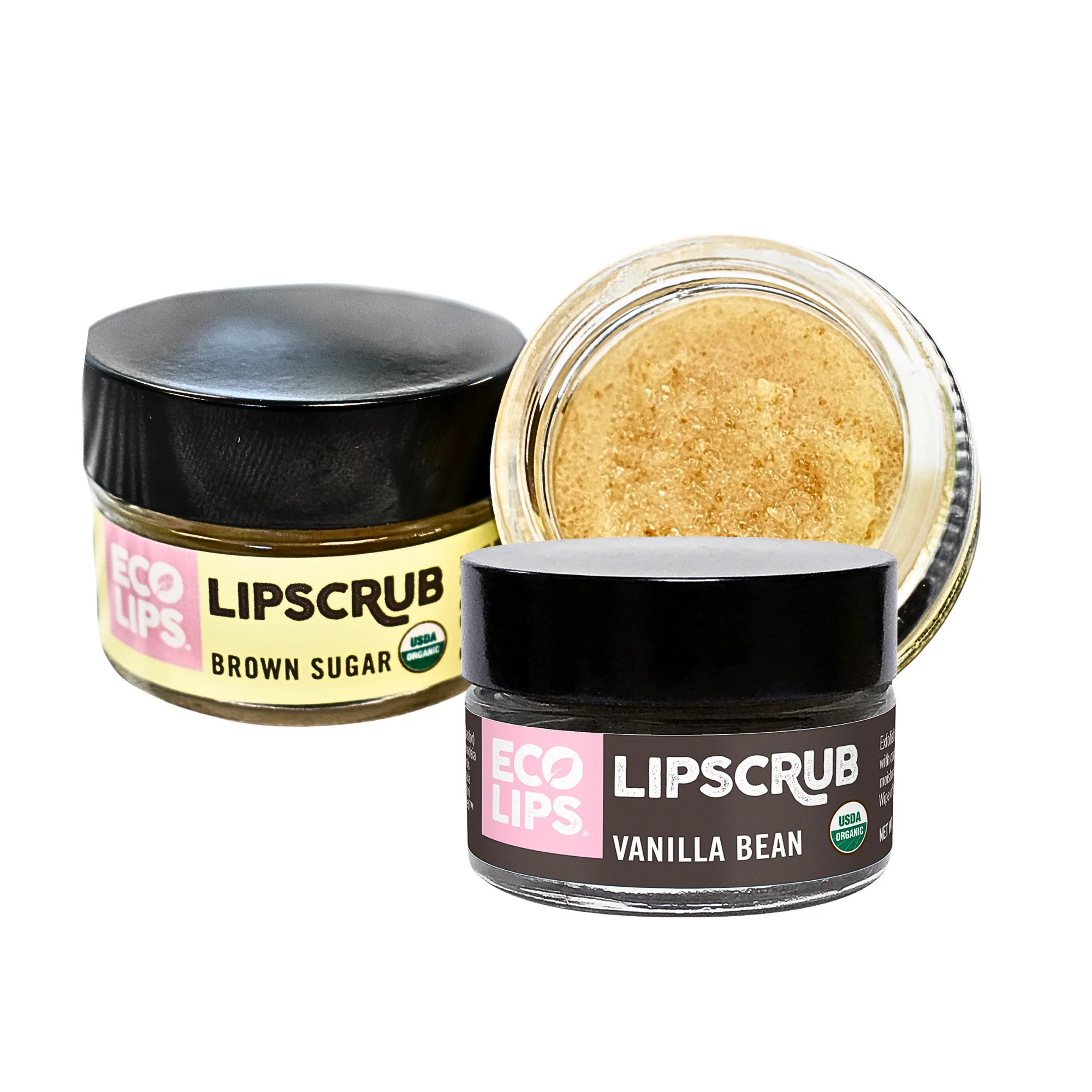 Organic Sugar Lip Scrub, Brown Sugar + Vanilla Bean 2 Pack | Eco Lips