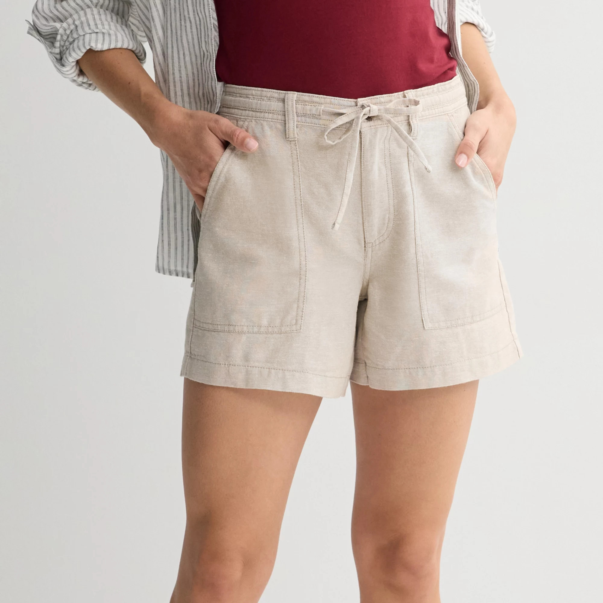 Petite Sonoma Goods For Life® Mid Rise Linen Shorts | Kohl's