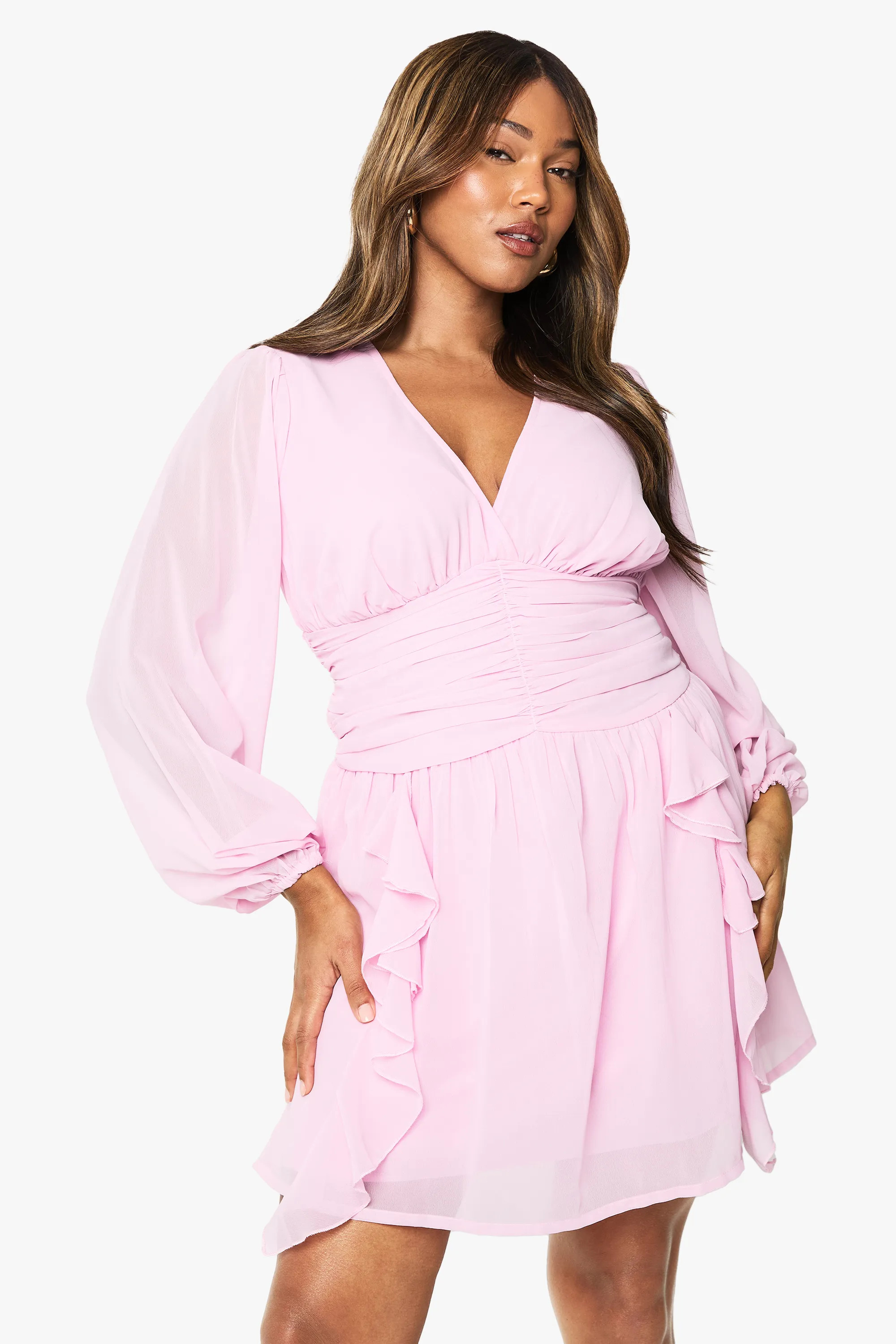 Dresses | Plus Chiffon Ruffle Skater Dress | boohoo | Boohoo.com (UK & IE)