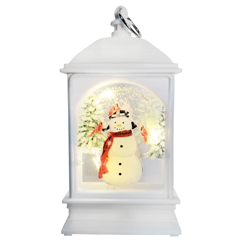 Homespun Holiday Snowman in White LED Lantern, 5" | At Home