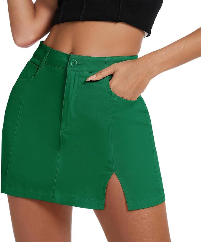 Zando High Wasited Cargo Mini Skirt Side Split Bodycon Short Mini Skirt Jean Skirt for Women with... | Amazon (US)