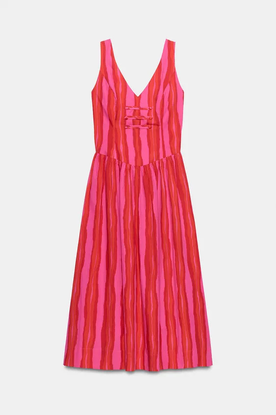 STRIPED FROG FASTENING DRESS | Zara US