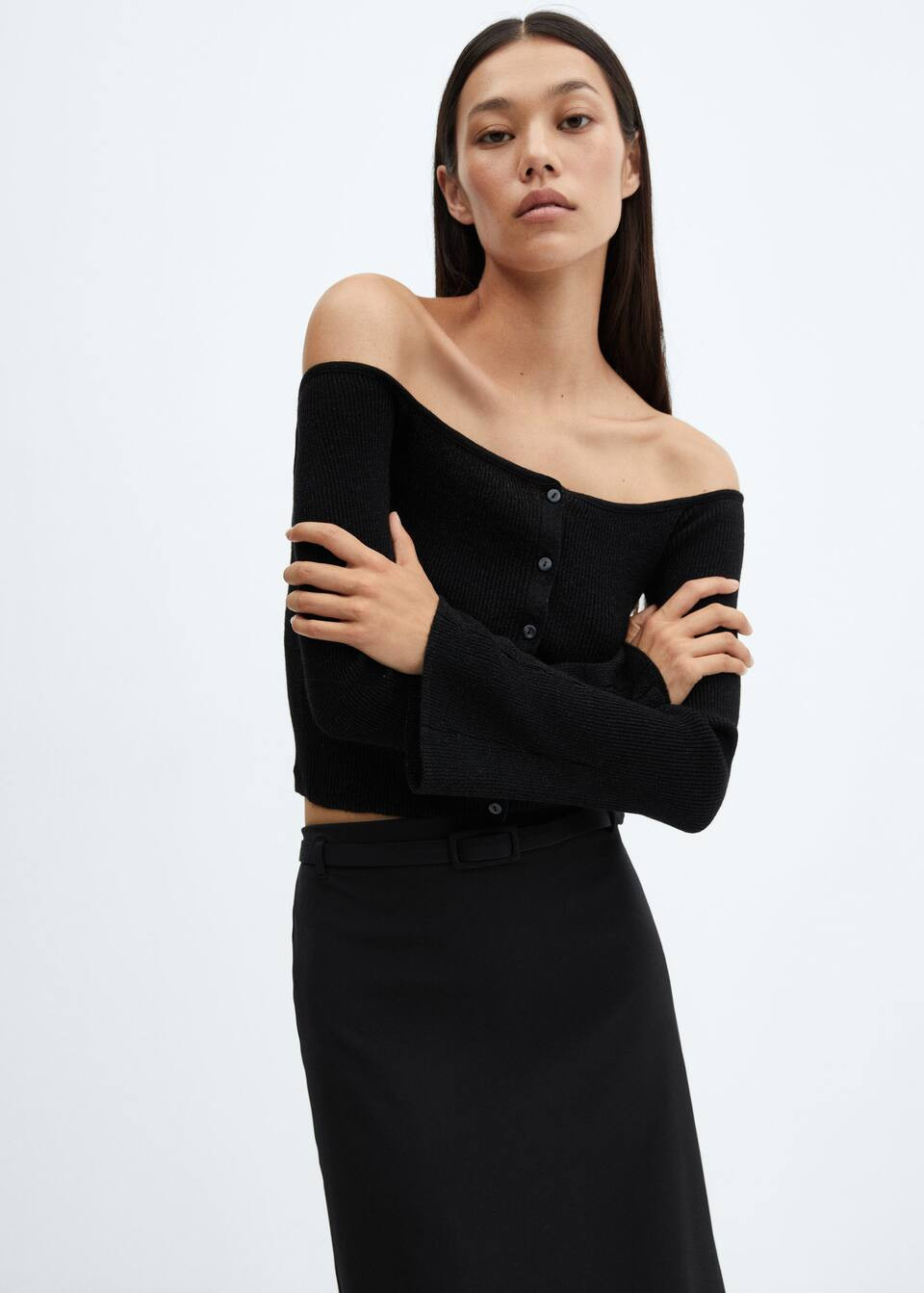 Off-the-shoulder lurex cardigan -  Women | Mango United Kingdom | MANGO (UK)