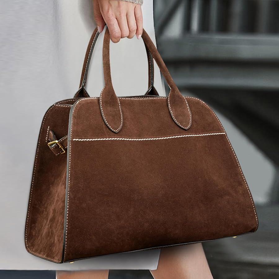 Travistar Suede Tote Bag for Women Faux Leather Suede Purse Retro Top Handle Handbag Crossbody Sh... | Amazon (US)