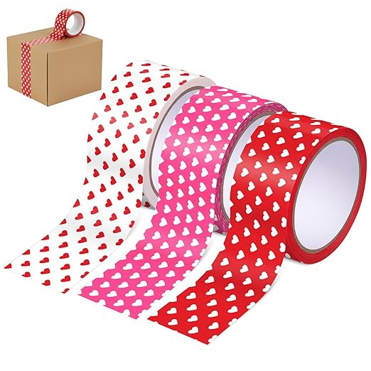 Ctosree 3 Rolls Valentine's Day Packaging Tape 50 Yard x 2 Inch Heart Decorative Printed Duct Wra... | Amazon (US)